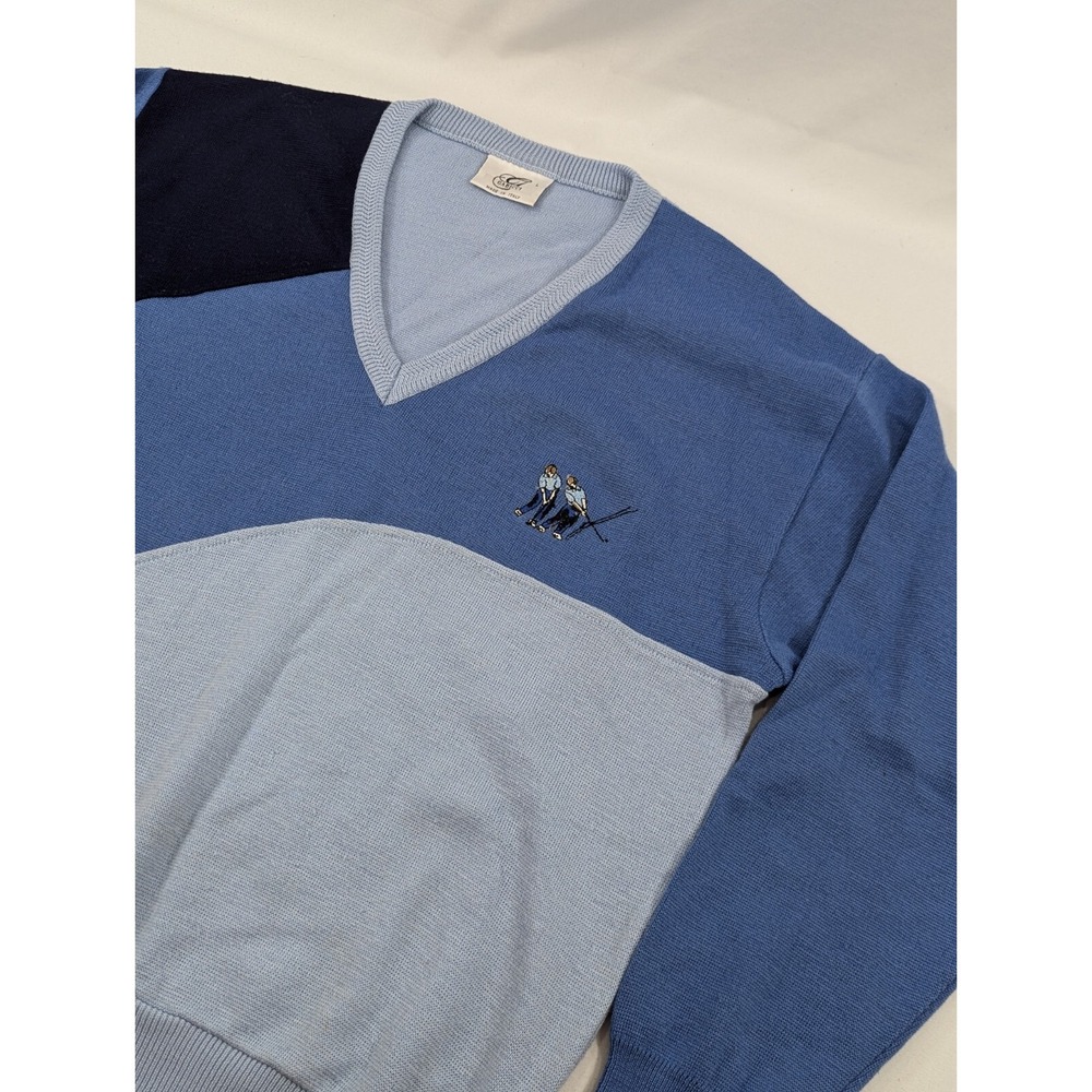 Vintage Gabicci‎ Sweater Large Wool Blend Golf V Neck Sweater Made In Italy EUC